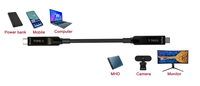 Cable Óptico Activo USB C a C Plenum de 10 Gbps con Función Completa, 60 W PD, 4K 60 Hz (Compatible con 8K), para Integración AV, 20 m