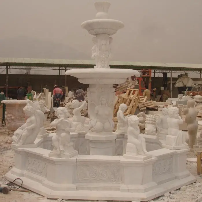 largest Home Decoration outdoor Garden white Marble Stone Horse Statues Pool Water pond greek Fountain