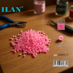 Perline rosa Ilan Abalorios da 2 mm, 50 g, per la creazione di gioielli - Product Image 3