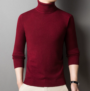 Suéter de Cuello Alto para Hombre, Corte Ajustado, Otoño Invierno, Cálido, Prenda de Punto Básica, Suministro Directo de Fábrica - Product Image 5