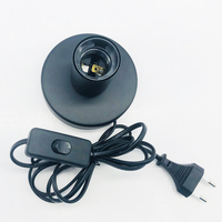 Base de lampe de bureau en métal poli, sortie d'usine, avec support d'ampoule à vis E26/E27, cordon noir, interrupteur et prise intégrés en acier inoxydable 304