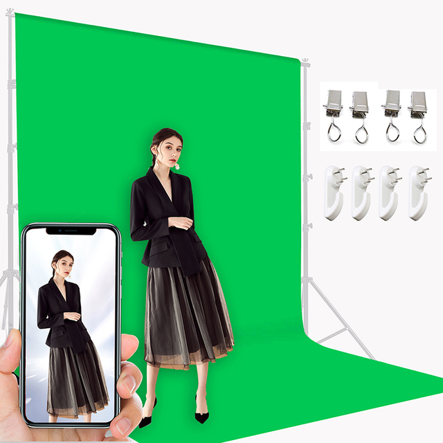 Photography Studio Green Screen Backdrop Photo Light Kit Set