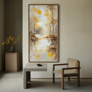 ภาพวาดสีน้ำมันแนวธรรมชาติฤดูใบไม้ร่วง ขนาดใหญ่ วาดด้วยมือ ขายส่งจากโรงงาน ศิลปะติดผนังแบบมินิมอล งานแฮนด์เมด พื้นผิวแบบ 3 มิติ - Product Image 4