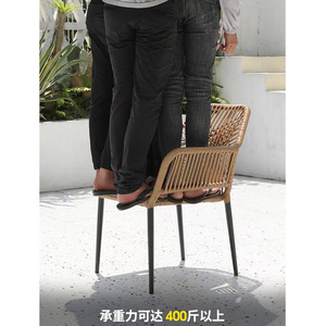 Buiten Dineren Set Massief Hout Aluminium Tafels En Rotan Geweven Stoelen Recreatie Tuinmeubilair Voor Patio