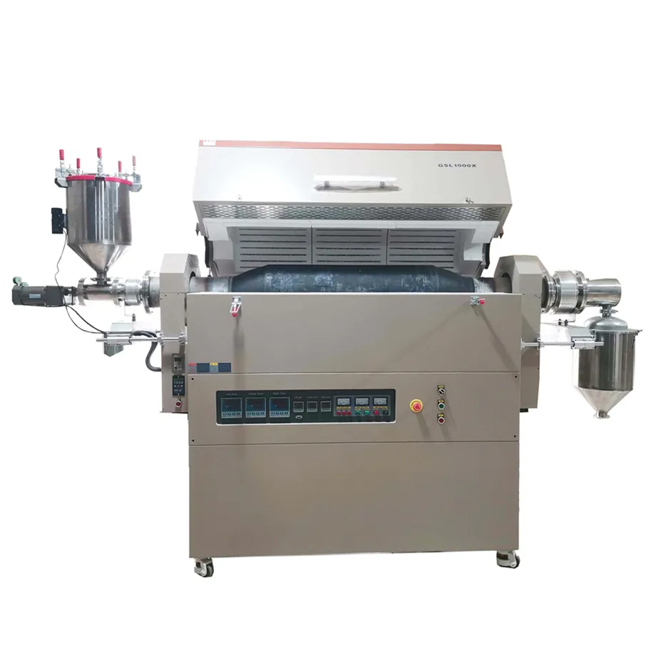 Lab 1200/1400/1600c Tilting Rotary Tube Furnace Price Atmosphere Vacuum 2 Zone Tube Furnace For Materials Heat Treatment
