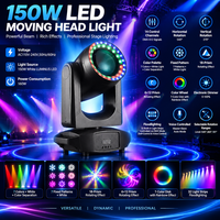 Projecteur LED mobile MOKE 150W blanc, 7 couleurs, 7 gobos, 18 prismes, 24 bandes LED, DMX512 14CH pour discothèque, karaoké, soirée