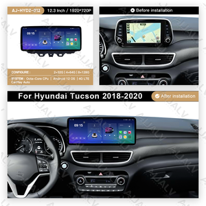 Aijia Vente en gros pour <span class=keywords><strong>HYUNDAI</strong></span> <span class=keywords><strong>TUCSON</strong></span> 2018-2020 – Cadre d'écran large 12,3 pouces noir mat pour autoradio Android avec faisceau de câblage double DIN - Product Image 2