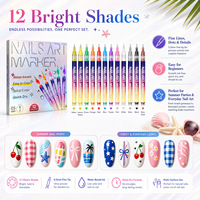 GREENSEED Bestseller Stylos de Peinture DIY pour Ongles 12 Couleurs Séchage Rapide Résine Stylos de Dessin Graffiti pour Ongles Peinture à la Main