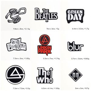 Hot Sale Computer Embroidered Iron on White Black Rock <b>Band</b> Letter Patches - Product Image 2