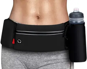 Waist Bags Factory Water Resistant Fanny Waist Pack With Foldable Water Bottle Holder Running Belt Bag