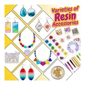 TOYSRUNNER Kit de démarrage pour bijoux en silicone, pour la création DIY, avec lampe UV LED, moules en silicone, feuilles de paillettes, fleurs et pendentifs - Product Image 3