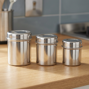 Dheer Stainless Steel Canister Set 1-3L Capacity 14-18cm Dimensions Dishwasher Safe Food Storage USD 5 Dollar Per Set - Product Image 3