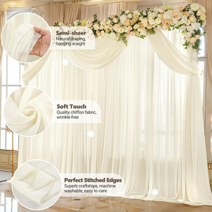 Rideaux <span class=keywords><strong>d</strong></span>'église de haute qualité, <span class=keywords><strong>d</strong></span>écoration de toile de fond pour mariage, événement, fête, arche, drapé en tissu mousseline transparent - Product Image 3