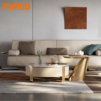 Mobilier de salon PURUO Table basse unique en forme d'acier inoxydable avec dessus en marbre artificiel de style européen