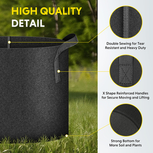 Macetas de tela de 20 galones al por mayor, bolsas duraderas para cultivo de vegetales, fieltro no tejido de 5, 7, 10, 15, macetas de tela de 20 galones - Product Image 2