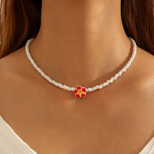 Collana con Fiori in Resina Stile Vacanza Estiva Europea e Americana, Collana Bohémien con Perline di Frangipani - Product Image 2