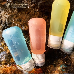 <b>Silicone</b> Travel Bottles Set of 4 Colorful Collapsible Containers with White Caps for Toiletries and <b>Liquids</b> - Product Image 6