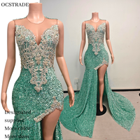 Robes de soirée scintillantes Ocstrade avec strass, sans manches, pour filles noires, robe de bal américaine, longues robes de bal élégantes