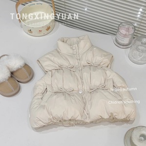 Girls Vest Autumn Winter Thickening Solid Color Cotton Warm Baby Girl Clothing - Product Image 1