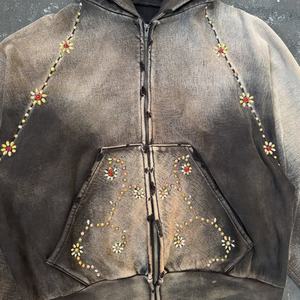 Chaqueta de Estilo Urbano Personalizada con Cremallera Antigua, Chaqueta Retro con Pedrería Colorida para Hombre, Fabricante, Gran Venta - Product Image 4