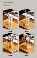Gobelet d'eau en verre jetables 300ml, personnalisable, pour bureau ou entreprise, Double paroi avec manches en tissu