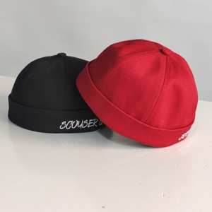 Custom Embroidery Logo Cotton Docker Sailor <b>Brimless</b> Rolled Cuff Retro Beanie Hat Adjustable Strapback Hip Hop <b>Cap</b> - Product Image 1