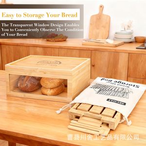 Shinobu Bamboo <b>Bread</b> Slicer Adjustable Thickness With Tray Wooden <b>Bread</b> <b>Cutter</b> For Baking Tools - Product Image 2