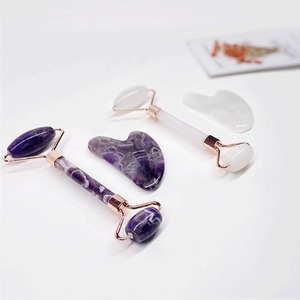 Vente en gros de pierres de massage Gua Sha en jade naturel anti-âge avec logo personnalisé, rouleau en jade - Product Image 3