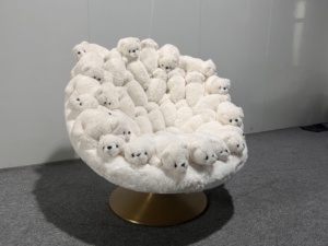 Chaise longue rotative de luxe moderne ours en peluche canapé design personnalité créative poupée animale salon haut de gamme chambre appartement - Product Image 6