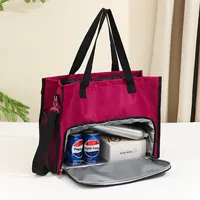 Sac isotherme en nylon grande capacité, style nordique, pour pique-nique, boîte à lunch, conservation des aliments frais, multi-poches, compartimenté, modèle unique