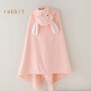 アニマルデザインソフト子供用フード付きマント漫画ベビーコーラルフリースキッズバスタオル - Product Image 3