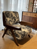 Fauteuil carré rétro BOSMARI de style mi-moderne, en bois massif, avec dossier capitonné, revêtement en tissu vert, multi-usages, pour villa