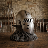 Casque médiéval en acier calibre 16, en maille de fer, pour guerrier
