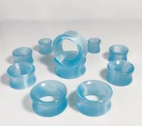 Evorte Pierre Naturelle Agate Bleue Bouchon D'oreille Tunnel Bleu Oreille Poids Jauges Expander Gemmes Oreille Civière Pierre Boucle D'oreille Piercing Bijou