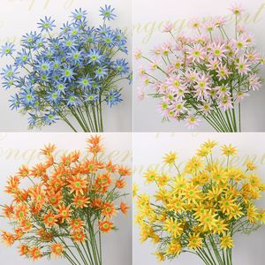 Fleur artificielle en soie à six têtes, bleu étoilé, branche unique, pour décoration intérieure et accessoires de photographie extérieure - Product Image 4