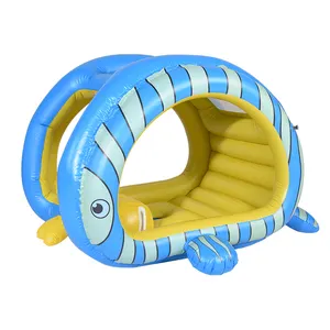 बच्चों Inflatable मछली पूल फ्लोट में बनाया के साथ-पानी बंदूक और चंदवा Toddlers के Inflatable नाव ट्यूब मज़ा परिवार सड़क पर खिलौने