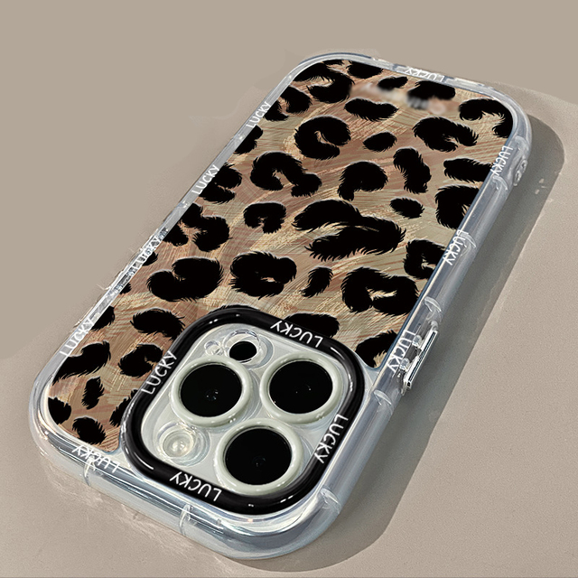 Excellent Leopard Printing Anti-fall Silk Mirror Face TPU PC Mobile Phone Cover Case for Iphone Xs Max 11 12 13 14 15 16 17 Air
