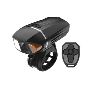 USB Bicycle Front Light with 120dB Horn Siren Wireless Remote Control and Bike Alarm