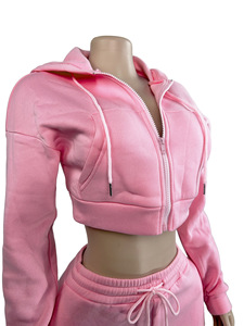 Nouveaux vêtements pour femmes hiver automne fermeture éclair à capuche veste et pantalon <span class=keywords><strong>de</strong></span> survêtement 2 pièces ensemble décontracté deux pièces ensemble survêtement femmes tenue - Product Image 3