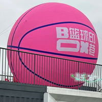 Sphère gonflable géante rose pour événements, ballon de basket publicitaire avec impression de slogan personnalisé, gonflable pour festivals sportifs