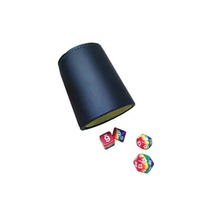 Factory New design leather dice cup set with colored professional plastic dice for Party Game board game Dice Cup Game