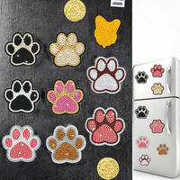 8 autocollants magnétiques pour réfrigérateur en forme de patte de chat, peinture au diamant classique à faire soi-même, peinte à la main