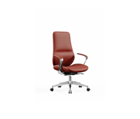 Chaise de bureau de direction moderne rembourrée à dossier haut avec base en aluminium poli et accoudoirs rembourrés pour espace de travail commercial