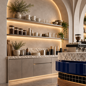 Meubles de bar sur mesure pour café : comptoirs avant et arrière, unités de rangement et de présentation pour l'aménagement intérieur de cafés spécialisés - Product Image 3