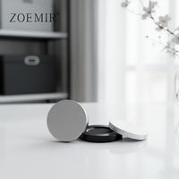 Étui de luxe rond en plastique noir et argenté vide pour poudre compacte, palette de maquillage pour le visage, fard à joues et anticernes, vente en gros