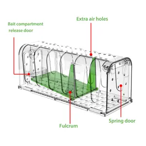 2024 Reusable Transparent Rodent Traps That Work No Kill Live Catch Rat Mice Traps Cage Plastic Humane Mouse Trap