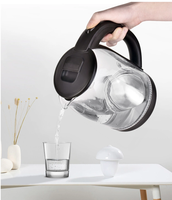 Bouilloire électrique en verre borosilicate de 2,0 L pour faire bouillir de l'eau, bouilloire à thé et cafetière, LED bleue, arrêt automatique, 360° °   Base, OEM