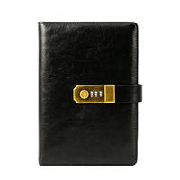 Carnet de notes professionnel A5 en cuir rigide avec 100 feuilles, reliure cousue, verrouillage par mot de passe, journal créatif pour le travail, idéal comme cadeau