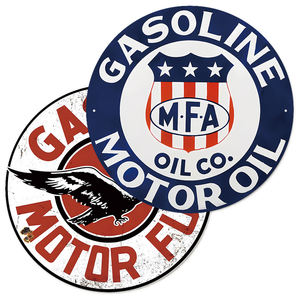 Juego de Letreros Metálicos Redondos Vintage MFA para Aceite de Motor, Decoración Retro para Pared de Garaje, Decoración para Taller Mecánico - Product Image 1
