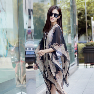 Kimono Floreale da Donna, Top Ampio a Mezza Manica, Cardigan in Chiffon, Blusa Casual da Spiaggia - Product Image 2